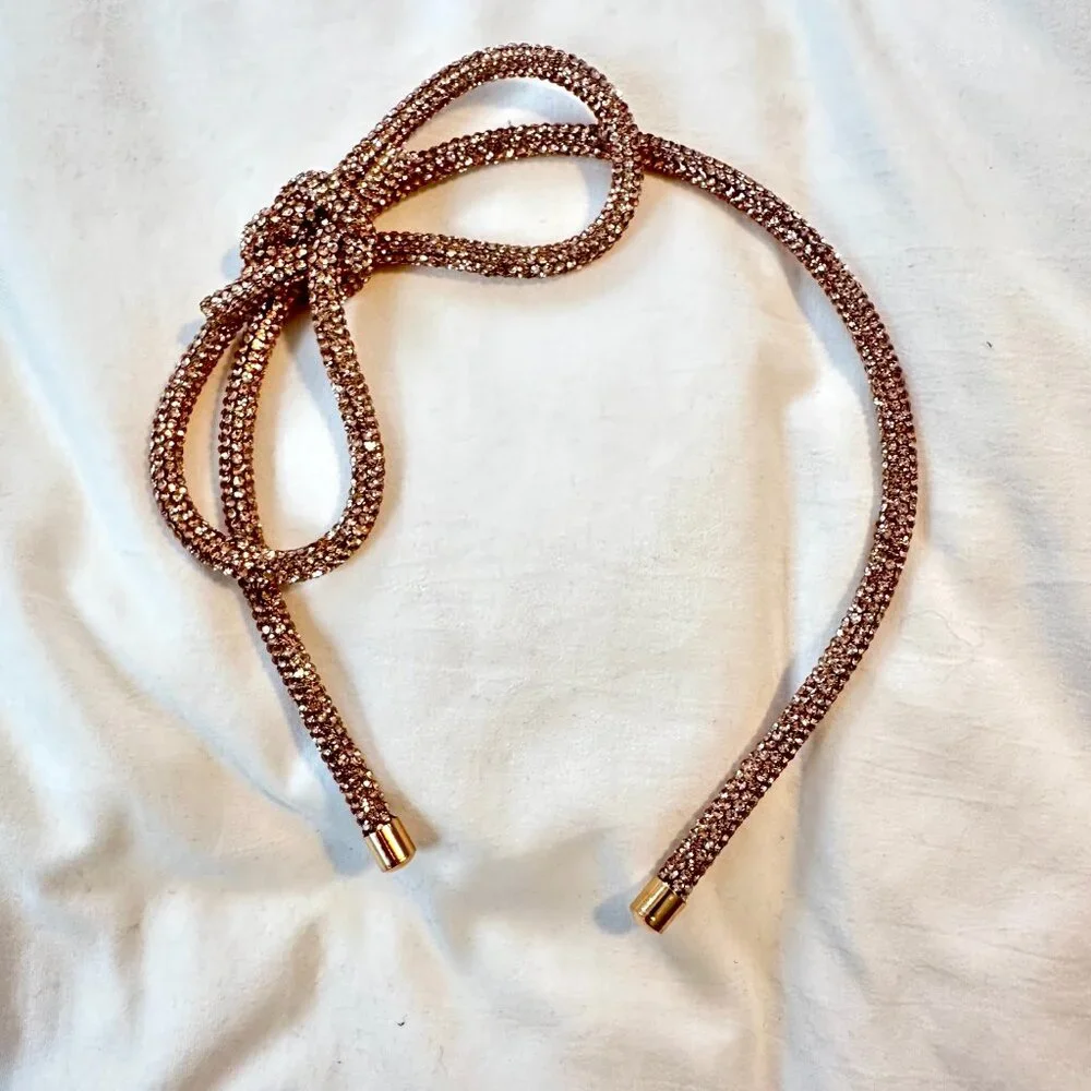 Set of 2: Sparkly Headbands Gold Bow & Black Pearls - NEW
